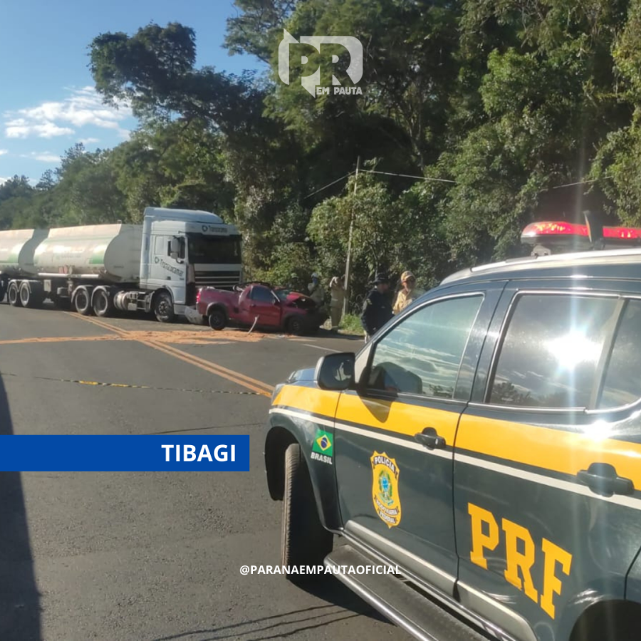Colisão frontal na BR-376 em Tibagi deixa um morto e uma mulher ferida
