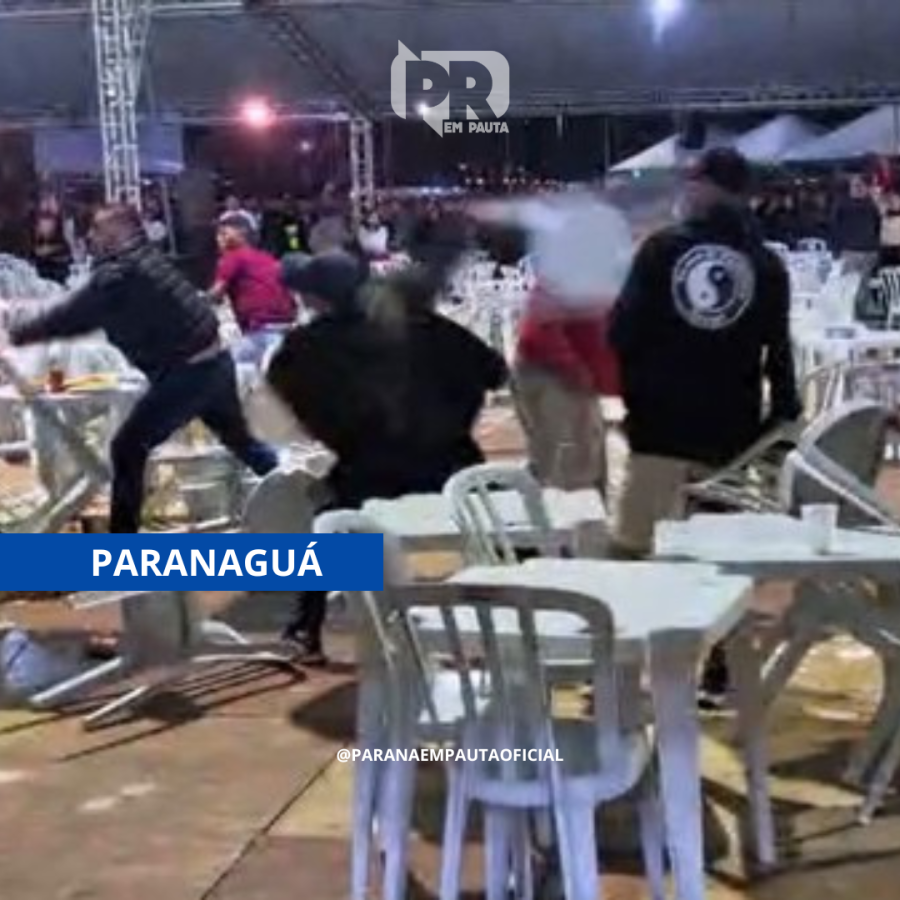 VÍDEO | Briga generalizada interrompe show de Thaeme e Thiago durante Festa da Tainha em Paranaguá